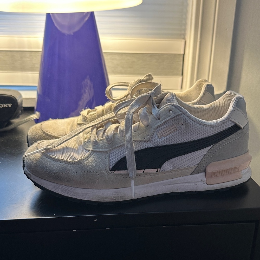 Puma Women's Cream and Black Sneakers